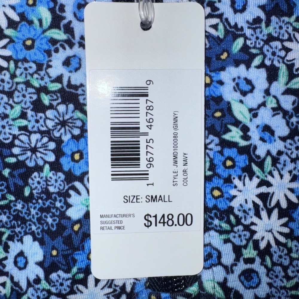 johnnie-O Ginny Dress Womens Floral Stretch Navy Blue Small NEW - Picture 4 of 12
